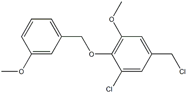 1-chloro-5-(chloromethyl)-3-methoxy-2-[(3-methoxyphenyl)methoxy]benzene Struktur