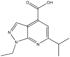 1-ethyl-6-isopropyl-1H-pyrazolo[3,4-b]pyridine-4-carboxylic acid Struktur