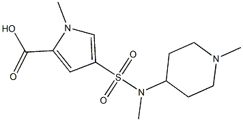 1-methyl-4-[methyl(1-methylpiperidin-4-yl)sulfamoyl]-1H-pyrrole-2-carboxylic acid Struktur