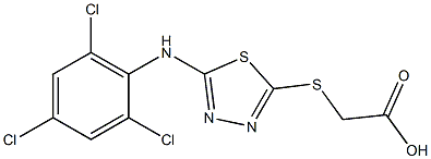 2-({5-[(2,4,6-trichlorophenyl)amino]-1,3,4-thiadiazol-2-yl}sulfanyl)acetic acid Struktur