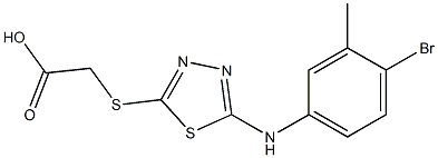 2-({5-[(4-bromo-3-methylphenyl)amino]-1,3,4-thiadiazol-2-yl}sulfanyl)acetic acid Struktur