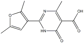 2-(2,5-dimethyl-3-furyl)-4-methyl-6-oxo-1,6-dihydropyrimidine-5-carboxylic acid Struktur