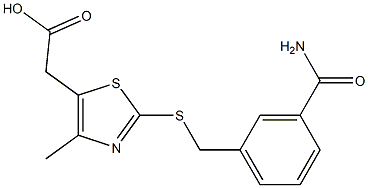 2-(2-{[(3-carbamoylphenyl)methyl]sulfanyl}-4-methyl-1,3-thiazol-5-yl)acetic acid Struktur