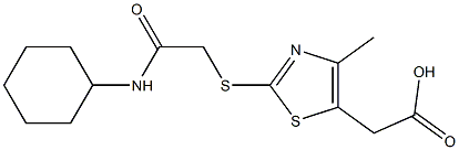 2-(2-{[(cyclohexylcarbamoyl)methyl]sulfanyl}-4-methyl-1,3-thiazol-5-yl)acetic acid Struktur