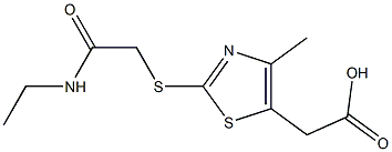 2-(2-{[(ethylcarbamoyl)methyl]sulfanyl}-4-methyl-1,3-thiazol-5-yl)acetic acid Struktur