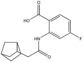 2-(2-{bicyclo[2.2.1]heptan-2-yl}acetamido)-4-fluorobenzoic acid Struktur