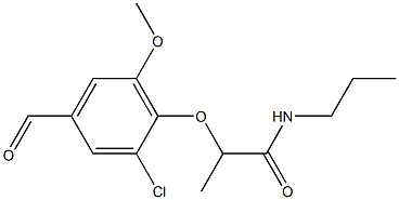 2-(2-chloro-4-formyl-6-methoxyphenoxy)-N-propylpropanamide Struktur