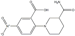 2-(3-carbamoylpiperidin-1-yl)-5-nitrobenzoic acid Struktur