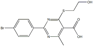 2-(4-bromophenyl)-4-[(2-hydroxyethyl)thio]-6-methylpyrimidine-5-carboxylic acid Struktur