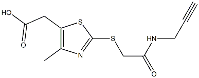 2-(4-methyl-2-{[(prop-2-yn-1-ylcarbamoyl)methyl]sulfanyl}-1,3-thiazol-5-yl)acetic acid Struktur