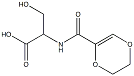 2-(5,6-dihydro-1,4-dioxin-2-ylformamido)-3-hydroxypropanoic acid Struktur