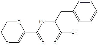 2-(5,6-dihydro-1,4-dioxin-2-ylformamido)-3-phenylpropanoic acid Struktur