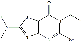 2-(dimethylamino)-6-ethyl-5-mercapto[1,3]thiazolo[4,5-d]pyrimidin-7(6H)-one Struktur