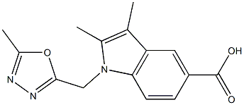 2,3-dimethyl-1-[(5-methyl-1,3,4-oxadiazol-2-yl)methyl]-1H-indole-5-carboxylic acid Struktur