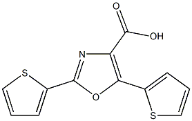 2,5-bis(thiophen-2-yl)-1,3-oxazole-4-carboxylic acid Struktur