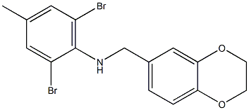 2,6-dibromo-N-(2,3-dihydro-1,4-benzodioxin-6-ylmethyl)-4-methylaniline Struktur