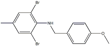 2,6-dibromo-N-[(4-methoxyphenyl)methyl]-4-methylaniline Struktur