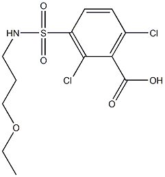 2,6-dichloro-3-[(3-ethoxypropyl)sulfamoyl]benzoic acid Struktur