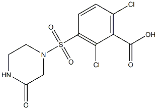 2,6-dichloro-3-[(3-oxopiperazine-1-)sulfonyl]benzoic acid Struktur