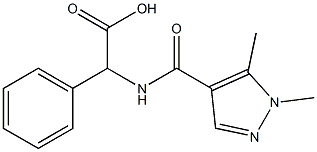 2-[(1,5-dimethyl-1H-pyrazol-4-yl)formamido]-2-phenylacetic acid Struktur