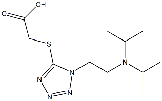 2-[(1-{2-[bis(propan-2-yl)amino]ethyl}-1H-1,2,3,4-tetrazol-5-yl)sulfanyl]acetic acid Struktur