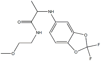 2-[(2,2-difluoro-2H-1,3-benzodioxol-5-yl)amino]-N-(2-methoxyethyl)propanamide Struktur