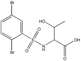 2-[(2,5-dibromobenzene)sulfonamido]-3-hydroxybutanoic acid Struktur