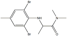 2-[(2,6-dibromo-4-methylphenyl)amino]-N,N-dimethylpropanamide Struktur