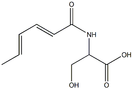 2-[(2E,4E)-hexa-2,4-dienoylamino]-3-hydroxypropanoic acid Struktur