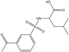 2-[(3-acetylbenzene)sulfonamido]-4-methylpentanoic acid Struktur