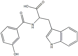 2-[(3-hydroxybenzoyl)amino]-3-(1H-indol-3-yl)propanoic acid Struktur