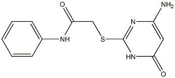 2-[(4-amino-6-oxo-1,6-dihydropyrimidin-2-yl)sulfanyl]-N-phenylacetamide Struktur