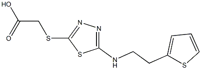 2-[(5-{[2-(thiophen-2-yl)ethyl]amino}-1,3,4-thiadiazol-2-yl)sulfanyl]acetic acid Struktur