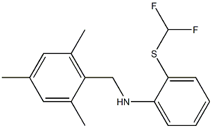 2-[(difluoromethyl)sulfanyl]-N-[(2,4,6-trimethylphenyl)methyl]aniline Struktur