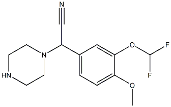 2-[3-(difluoromethoxy)-4-methoxyphenyl]-2-(piperazin-1-yl)acetonitrile Struktur