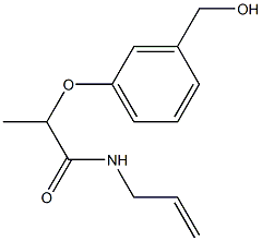 2-[3-(hydroxymethyl)phenoxy]-N-(prop-2-en-1-yl)propanamide Struktur