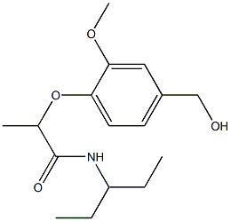 2-[4-(hydroxymethyl)-2-methoxyphenoxy]-N-(pentan-3-yl)propanamide Struktur