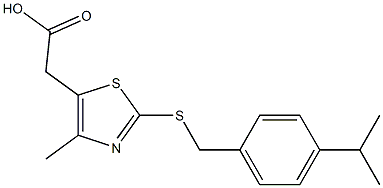 2-[4-methyl-2-({[4-(propan-2-yl)phenyl]methyl}sulfanyl)-1,3-thiazol-5-yl]acetic acid Struktur