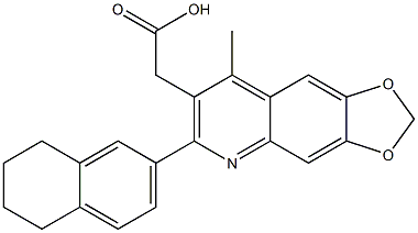 2-[8-methyl-6-(5,6,7,8-tetrahydronaphthalen-2-yl)-2H-[1,3]dioxolo[4,5-g]quinolin-7-yl]acetic acid Struktur