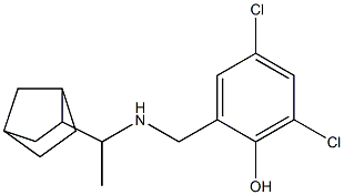 2-{[(1-{bicyclo[2.2.1]heptan-2-yl}ethyl)amino]methyl}-4,6-dichlorophenol Struktur