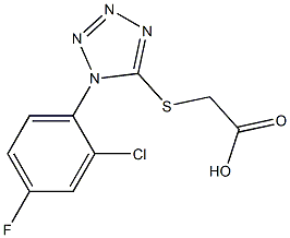 2-{[1-(2-chloro-4-fluorophenyl)-1H-1,2,3,4-tetrazol-5-yl]sulfanyl}acetic acid Struktur