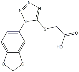 2-{[1-(2H-1,3-benzodioxol-5-yl)-1H-1,2,3,4-tetrazol-5-yl]sulfanyl}acetic acid Struktur