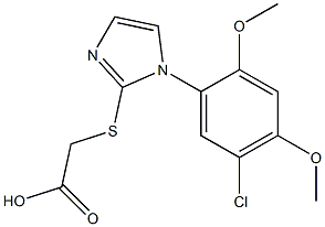 2-{[1-(5-chloro-2,4-dimethoxyphenyl)-1H-imidazol-2-yl]sulfanyl}acetic acid Struktur