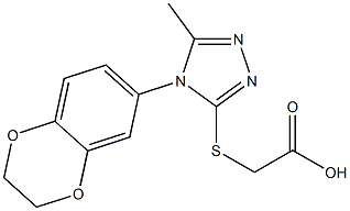 2-{[4-(2,3-dihydro-1,4-benzodioxin-6-yl)-5-methyl-4H-1,2,4-triazol-3-yl]sulfanyl}acetic acid Struktur