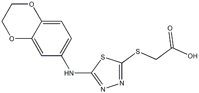 2-{[5-(2,3-dihydro-1,4-benzodioxin-6-ylamino)-1,3,4-thiadiazol-2-yl]sulfanyl}acetic acid Struktur