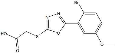 2-{[5-(2-bromo-5-methoxyphenyl)-1,3,4-oxadiazol-2-yl]sulfanyl}acetic acid Struktur