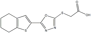 2-{[5-(4,5,6,7-tetrahydro-1-benzothiophen-2-yl)-1,3,4-oxadiazol-2-yl]sulfanyl}acetic acid Struktur