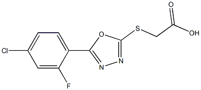 2-{[5-(4-chloro-2-fluorophenyl)-1,3,4-oxadiazol-2-yl]sulfanyl}acetic acid Struktur