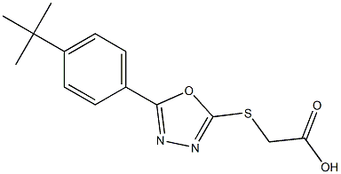 2-{[5-(4-tert-butylphenyl)-1,3,4-oxadiazol-2-yl]sulfanyl}acetic acid Struktur