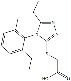 2-{[5-ethyl-4-(2-ethyl-6-methylphenyl)-4H-1,2,4-triazol-3-yl]sulfanyl}acetic acid Struktur